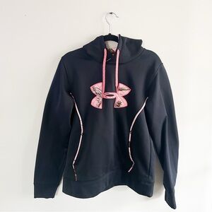 Under Armour Black Hoodie with Pink Camo Medium